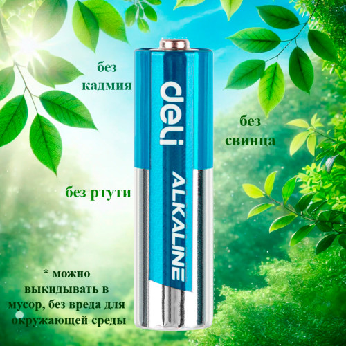 Батарейки DELI Alkaline, LR03, 1.5V, AAA, 2 штуки в блистере