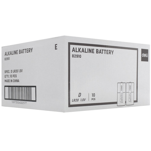 Батарейки DELI Alkaline, LR20, 1.5V, D, 2 штуки в блистере