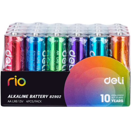 Батарейки DELI "RIO" Alkaline, LR6, 1.5V, AA, 4 шт/упак