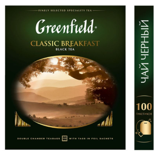 Чай Greenfield Classic Breakfast черный, 100 пакетиков