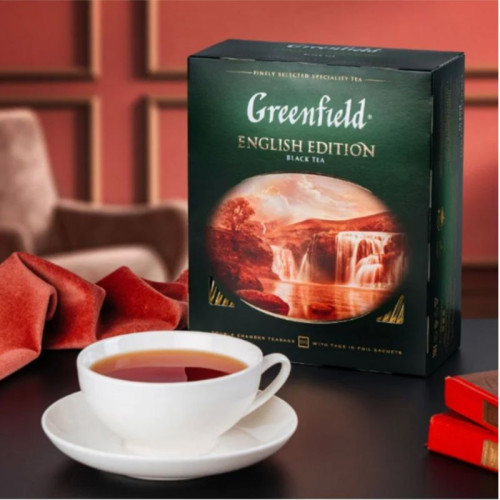 Чай Greenfield English Edition черный цейлонский, 100 пакетиков