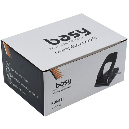 Дырокол BASY "7330", до 30 листов, металлический корпус, черный