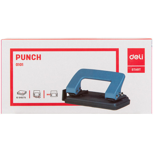 Дырокол DELI до 10 листов, металлический корпус, с линейкой