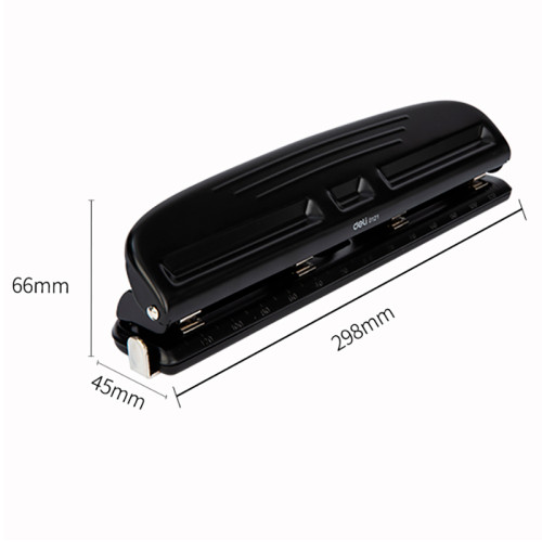 Дырокол DELI, до 10 листов, на 4 отверстия,  металлический корпус, ассорти