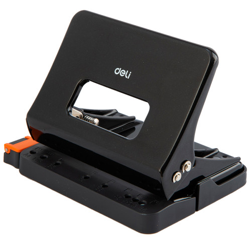 Дырокол DELI до 15 листов, металлический корпус, черный