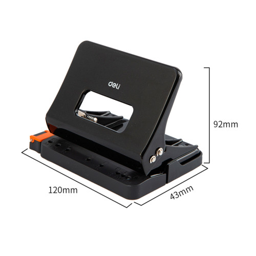 Дырокол DELI до 15 листов, металлический корпус, черный