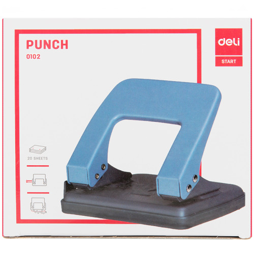 Дырокол DELI, до 20 листов, металлический корпус