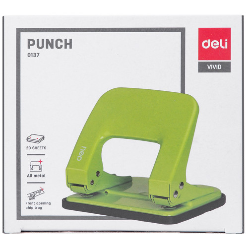 Дырокол DELI "E0137", до 20 листов, металлический корпус