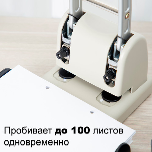 Дырокол DELI "HD100", до 100 листов, металлический корпус, ассорти