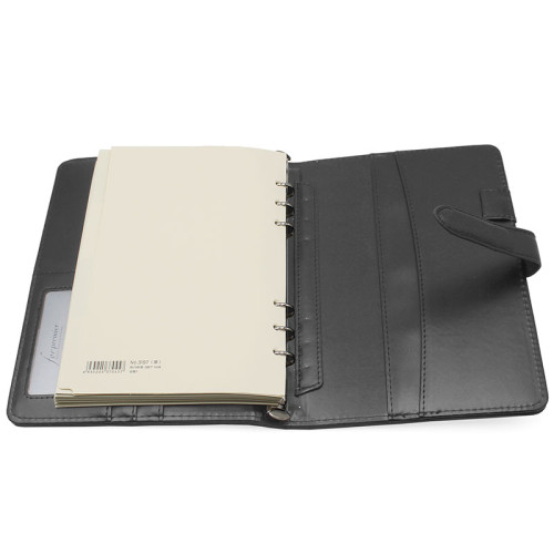 Ежедневник недатированный Deli А5, 240 страниц, на кольцах, кожзам,  черный