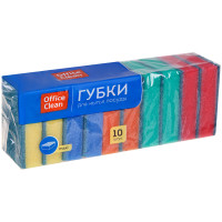 Губка для мытья посуды OfficeClean "Maxi", поролон с абразивным слоем, 90х65х27 мм, 10 штук