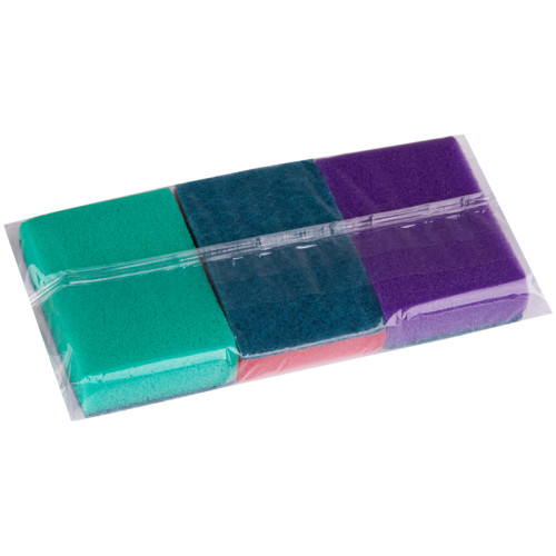 Губка для мытья посуды OfficeClean "Maxi", поролон с абразивным слоем, 90х65х27 мм, 3 штуки