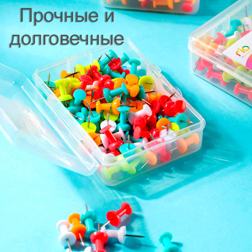 Гвоздики для доски DELI "RIO", цветные, 100 штук в пластиковой коробочке Гвоздики для доски DELI "RIO", цветные, 100 штук в пластиковой коробочке