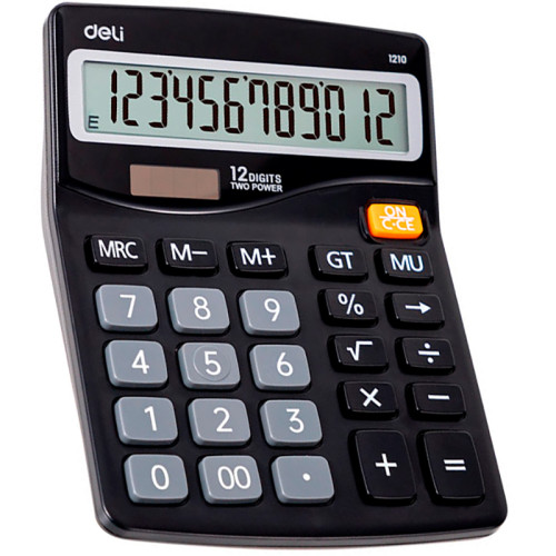 Калькулятор настольный DELI "1210" 12 разрядный, 157х120х36 мм, черный