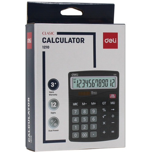 Калькулятор настольный DELI "1210" 12 разрядный, 157х120х36 мм, черный