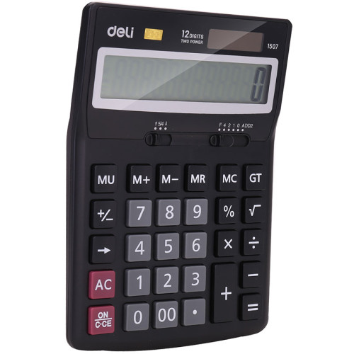 Калькулятор настольный DELI "1507" 12 разрядный, 168х123х30 мм, черный