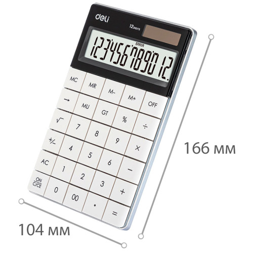 Калькулятор настольный DELI "1589" 12 разрядный, 166х104х15 мм, белый