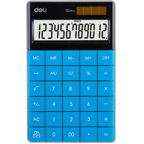 Калькулятор настольный DELI "1589" 12 разрядный, 166х104х15  мм, синий