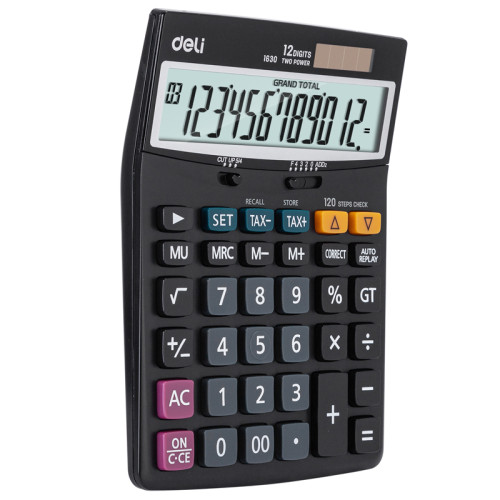 Калькулятор настольный DELI "1631" 12 разрядный, 193х148х32 мм, черный