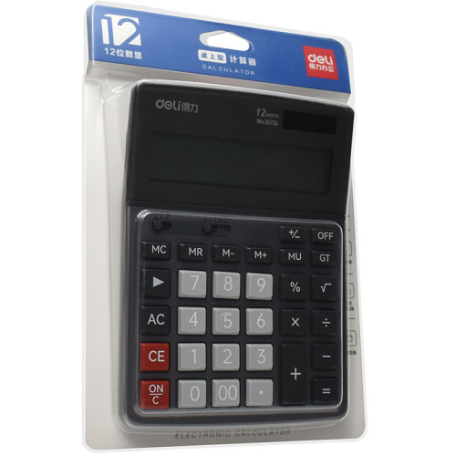 Калькулятор настольный DELI "1671A" 12 разрядный, 183х135х38 мм, темно-серый