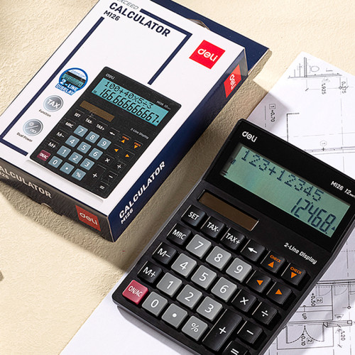 Калькулятор настольный DELI "M126" 12 разрядный, 180х128х37 мм, двухстрочный, черный