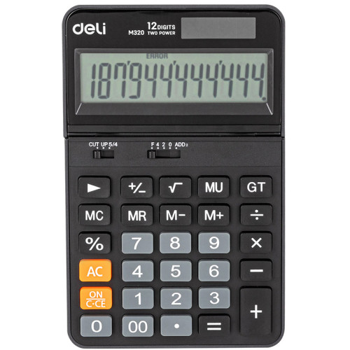 Калькулятор настольный DELI "M320" 12 разрядный, 178х111х22 мм, черный
