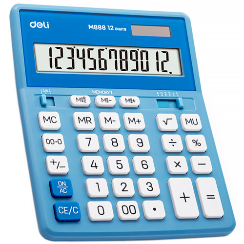 Калькулятор настольный DELI "М888" 12 разрядный, 202х159х31 мм, синий Калькулятор настольный DELI "М888" 12 разрядный, 202х159х31 мм, синий