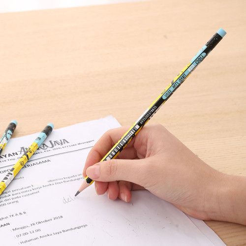 Карандаш DELI "Arti Graff", 2В, шестигранный корпус, дерево, с ластиком, ассорти