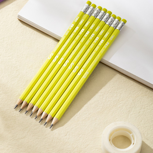 Карандаш DELI "Scribe" , 2В, шестигранный корпус, дерево, с ластиком, ассорти