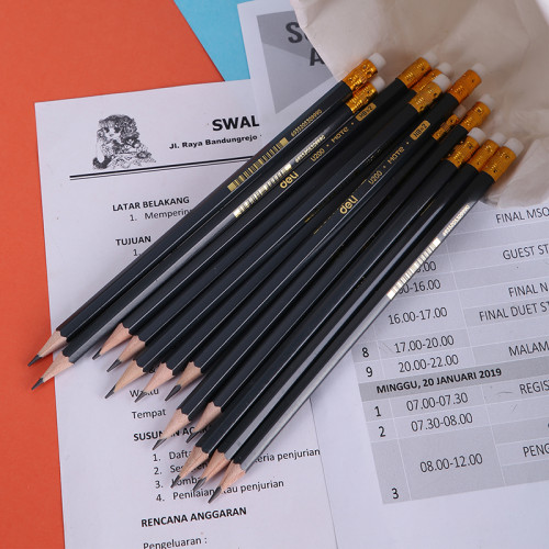 Карандаш DELI "Scribe", НВ, шестигранный корпус, дерево, с ластиком, темно-синий