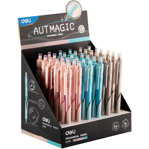 Карандаш механический DELI "Autmagic", 0,5 мм, пластиковый корпус ассорти