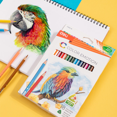 Карандаши цветные Deli "Color Emotion", 18 цветов, дерево, картон