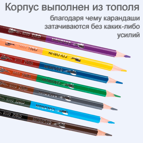 Карандаши цветные Deli "ColoRun", двухсторонние, 12 штук, 24 цвета, дерево, картон