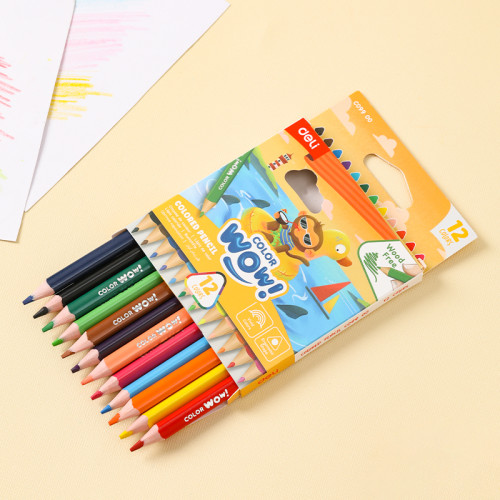 Карандаши цветные Deli "ColoRun", короткие, 12 цветов, PS, картон