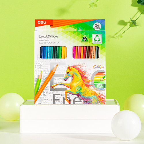 Карандаши цветные Deli "Enovation", 24 цвета, PS, картон