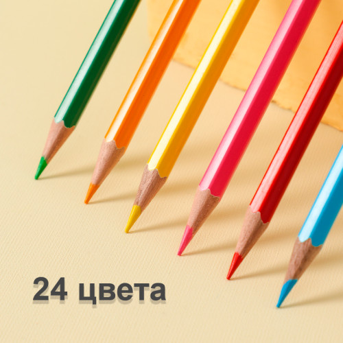 Карандаши цветные Deli "i Select", 24 цвета, дерево, картон Карандаши цветные Deli "i Select", 24 цвета, дерево, картон