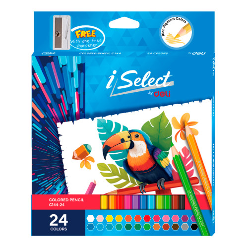 Карандаши цветные Deli "i Select", 24 цвета, дерево, картон