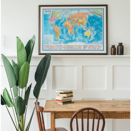 Карта Мира политическая Globen, 1:28 млн., 1170х800 мм, интерактивная, с ламинацией в тубусе
