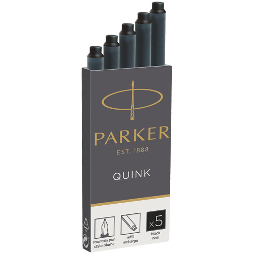 Картридж чернильный Parker "Cartridge Quink", смываемые, черные, 5 шт