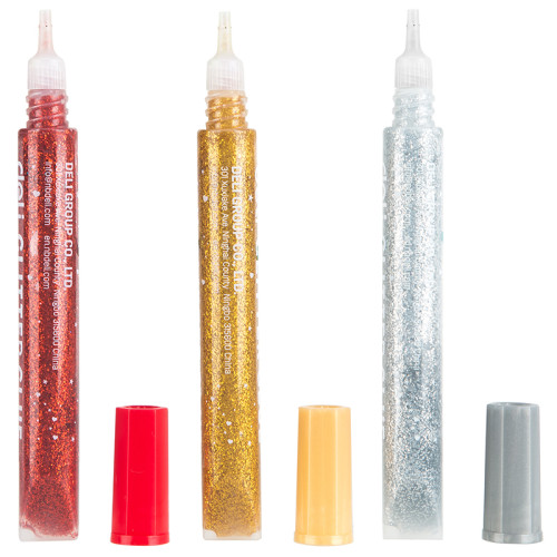 Клей-гель DELI "Explora" с блестками, 3 шт по 12 мл, в блистере