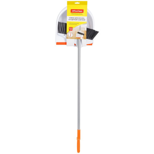 Комплект для уборки OfficeClean Professional, совок + щетка, метал.ручка 71,5см, резин.кромка Комплект для уборки OfficeClean Professional, совок + щетка, метал.ручка 71,5см, резин.кромка