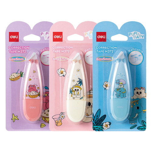 Корректирующий роллер DELI "PupuBaby", 5 мм х 6 м, ассорти