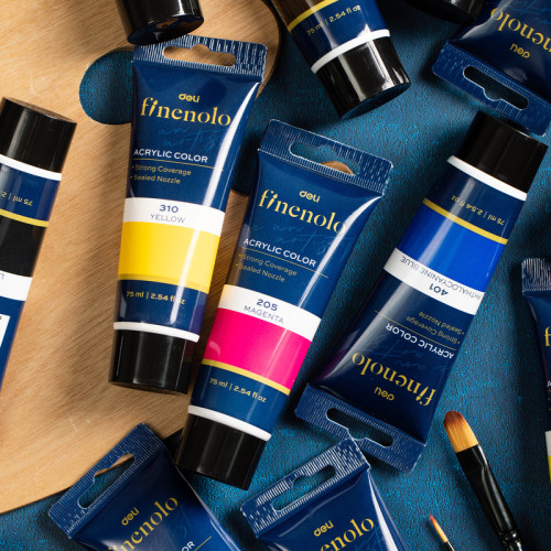 Краска акриловая DELI "Finenolo" художественная, глянцевая, 75 мл., жженая умбра, туба