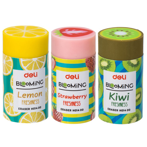 Ластик DELI "Blooming", цилиндрический, ассорти (43х22х22 мм)