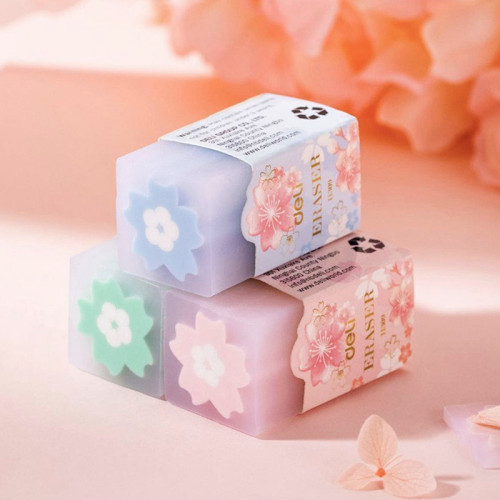 Ластик DELI "Cherry Blossom", прямоугольный, ассорти (38х20х20 мм)