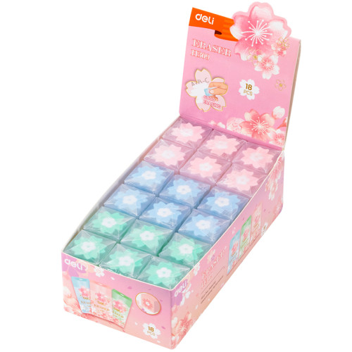 Ластик DELI "Cherry Blossom", прямоугольный, ассорти (38х20х20 мм)