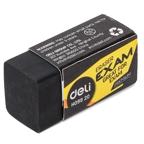 Ластик DELI "Exam", прямоугольный, черный (33х15х12 мм)