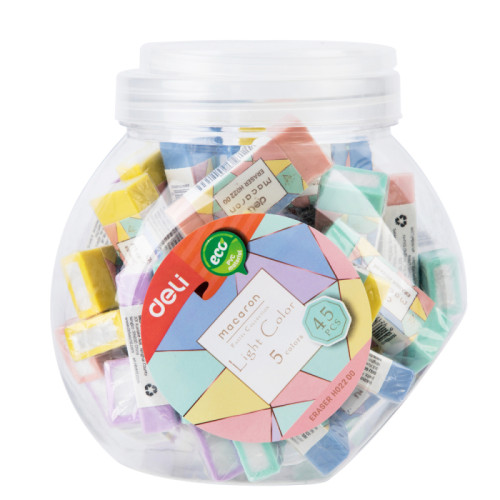 Ластик DELI "Macaron", прямоугольный, ассорти, 50х20х11 мм