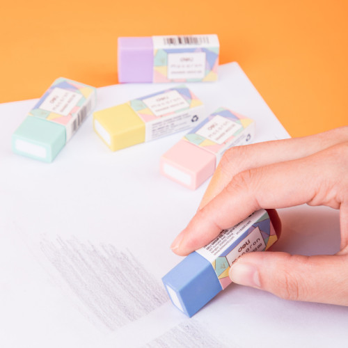 Ластик DELI "Macaron", прямоугольный, ассорти, 50х20х11 мм