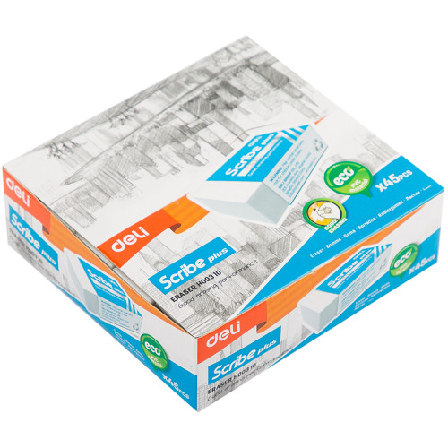 Ластик DELI "Scribe Plus", прямоугольный, белый (40х22х12 мм)